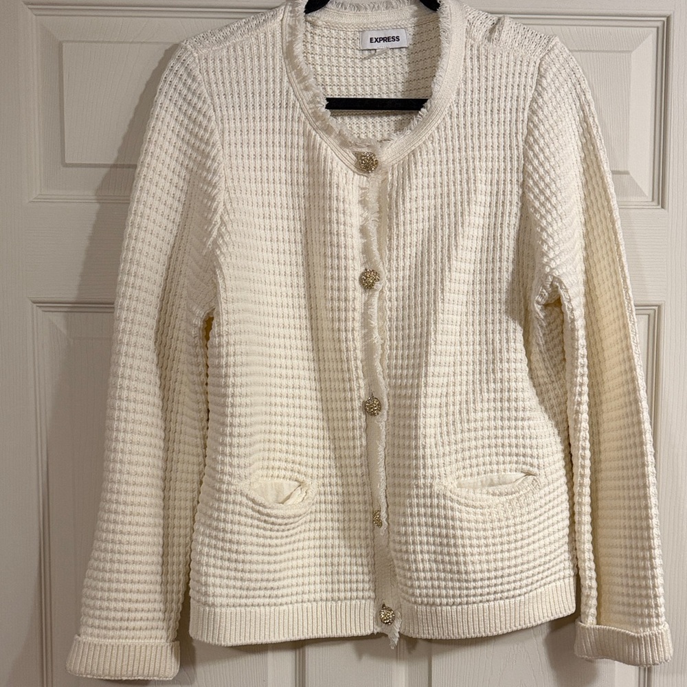 Express Ivory Textured Women's Cardigan